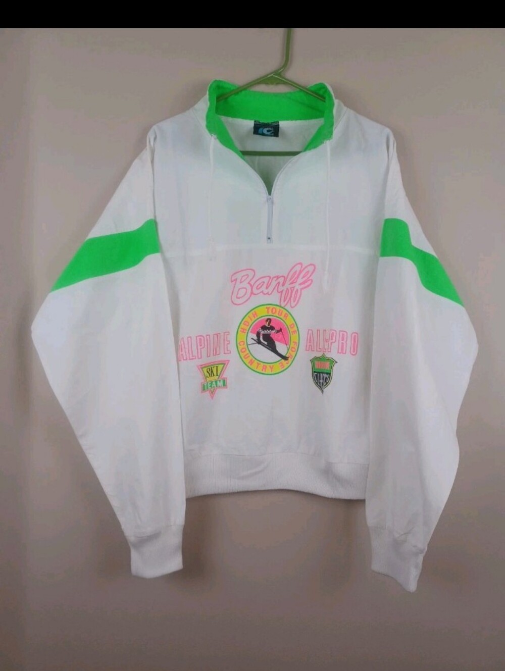 Vintage Banff Canada 1/4 Zip Pullover Retro High Country Alpine Ski Team Rare